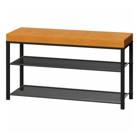 Банкетка металлическая 88,5**30*49 см черный сиденье горчичный Торонто 33С ЗМИ