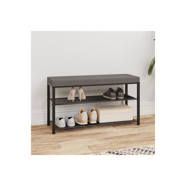 Фото Банкетка металлическая 88,5х30х49 см черный сиденье серый Торонто 33С ЗМИ