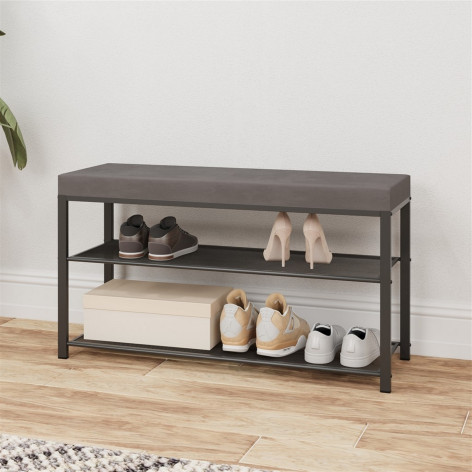 Банкетка металлическая 88,5х30х49 см графит сиденье серый Торонто 33С ЗМИ