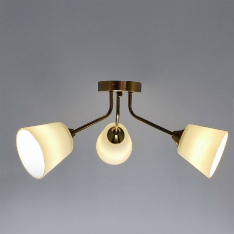 Люстра 3 плафона 52,5*22,5 см Е27 60Вт 12м2 плафон стекло золото Baizheng