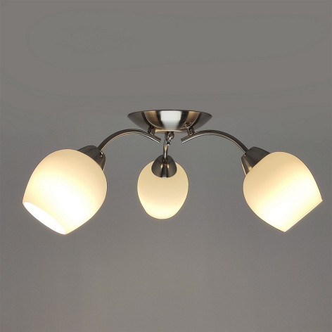 Люстра 3 плафона 55,5*17,5 см Е27 60Вт 12м2 плафон стекло никель Baizheng