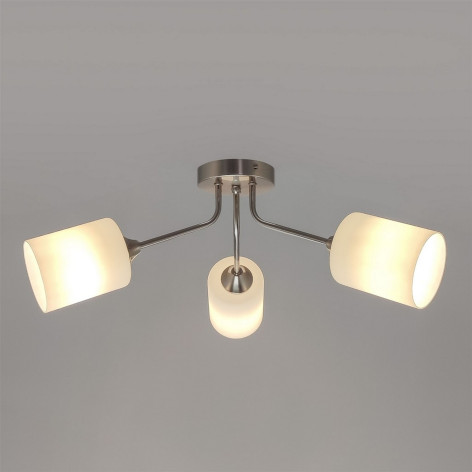 Люстра 3 плафона 56*22 см Е27 60Вт 12м2 плафон стекло никель Baizheng