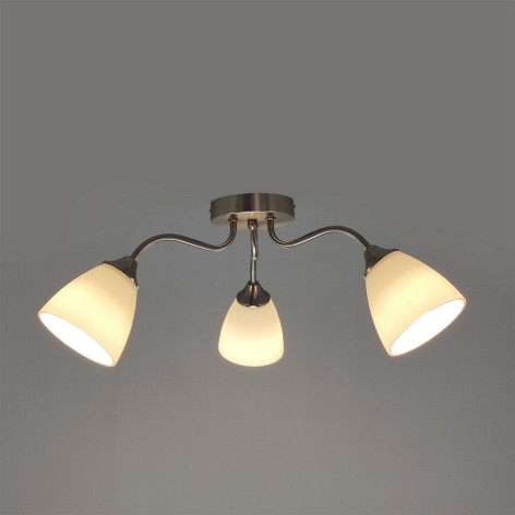 Люстра 3 плафона 59*21,5 см Е27 60Вт 12м2 плафон стекло никель Baizheng