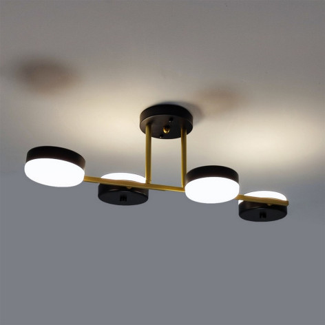 Люстра светодиодная 4 плафона 59*24,5*18 см 40Вт 10000LM 18м2 акрил черный золото Baizheng