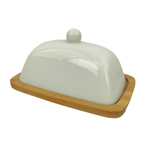 Масленка фарфоровая 18,3*12,2*8 см дерев подставка под упак Коралл