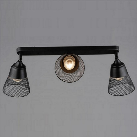 Светильник спот 3 плафона 56*12,5*22 см Е27 60Вт 6м2 плафон металл черный Baizheng