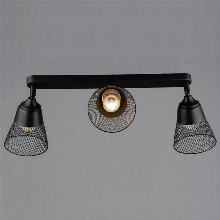 Светильник спот 3 плафона 56*12,5*22 см Е27 60Вт 6м2 плафон металл черный Baizheng