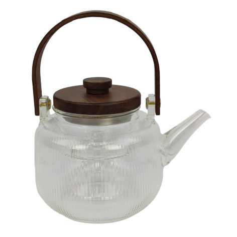 Чайник стеклянный заварочный 1000 мл бамбуковая крышка с стеклянным фильтром BZ-CH026 Baizheng