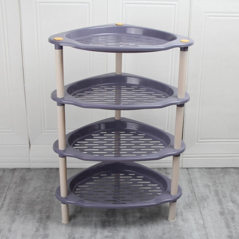 Этажерка пластиковая 4-х ярусная угловая 480х360х710 мм баклажановый Baizheng