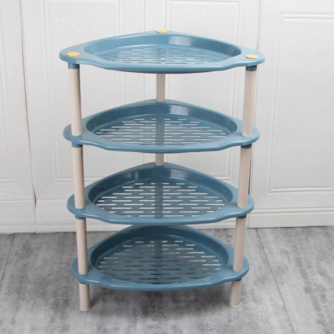 Этажерка пластиковая 4-х ярусная угловая 480х360х710 мм бирюзовый Baizheng