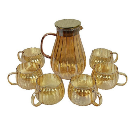 Кувшин стеклянный 1800 мл 6 кружек 350 мл Baizheng