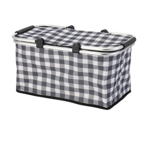 Термосумка складная с алюминиевым каркасом 48*27*24 см с принтом серая клетка CB-7046-1 Ecos