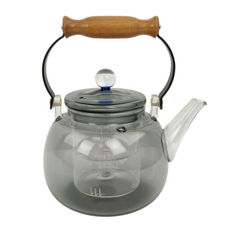 Чайник стеклянный заварочный 1000 мл крышка стекло фильтр стекл ручка дерево BZ-CH137 Baizheng
