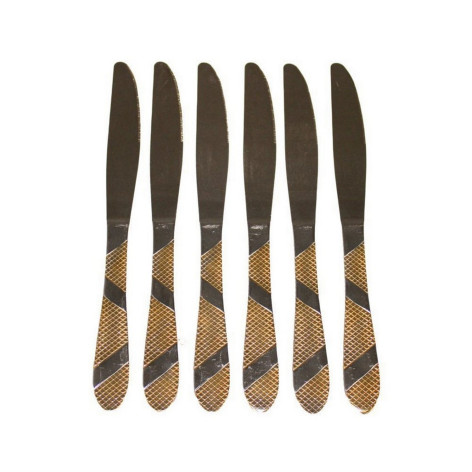 Нож нержавеющая сталь столовый  23,5х2 см 6 шт серебро золото Baizheng