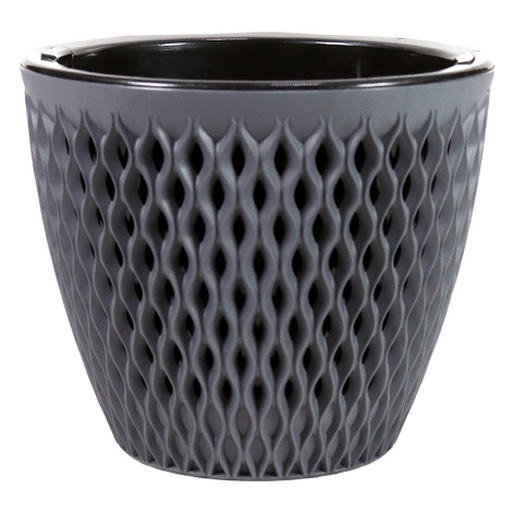 Кашпо пластиковое  3 л антрацит черная вставка Версаль Bmc