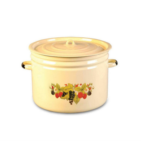 Кастрюля эмалированная 9 л петля палевый Ягодный чай Стальэмаль