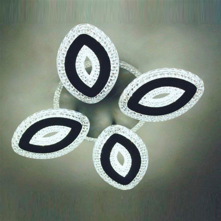 Люстра светодиодная 4 плафона 47*8 см 88Вт 3000LM 15м2 3 цвета прилож пульт черный Baizheng