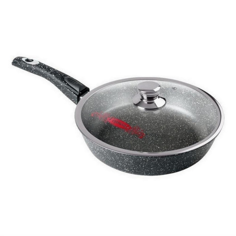 Сковорода алюминиевая 26 см съемная ручка стекл крышка под упак Универсальная Гранит Горница