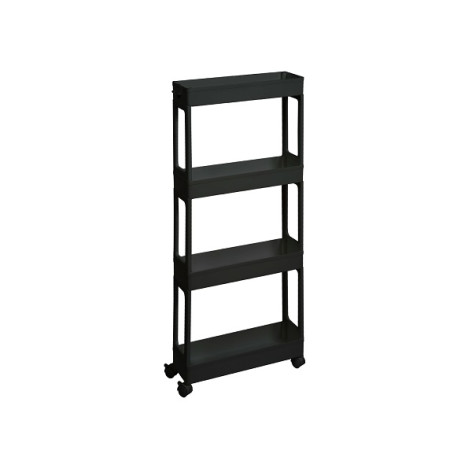 Этажерка пластиковая 4-х ярусная на колесах 395*129*947 мм черный Violet