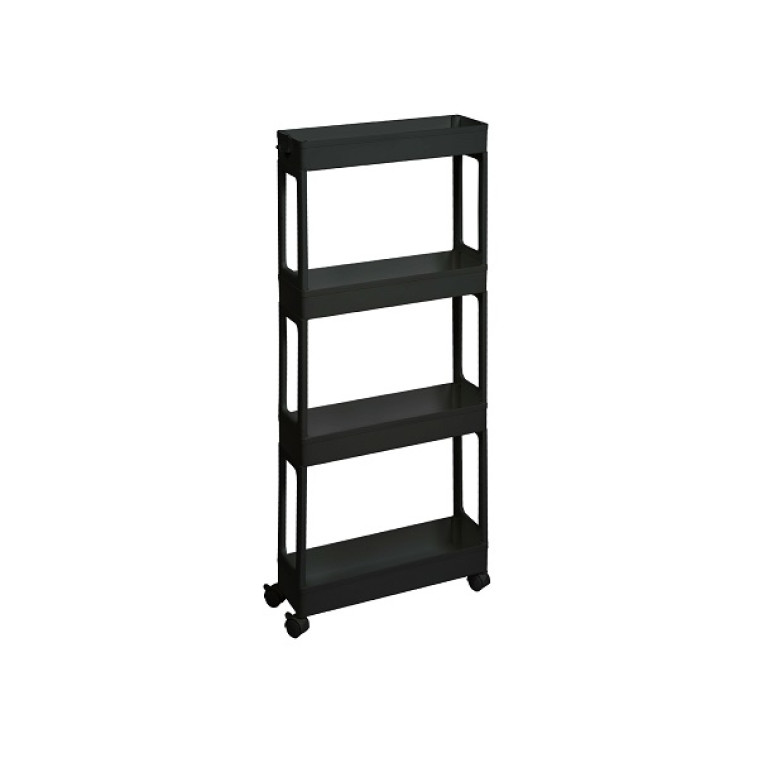 Этажерка пластиковая 4-х ярусная на колесах 395*129*947 мм черный Violet