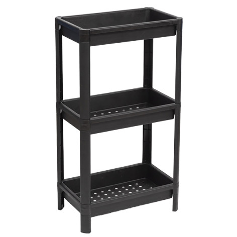 Этажерка пластиковая широкая 3-х ярусная черный 390*234*707  Vikea Violet