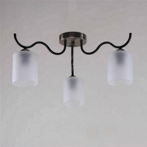 Люстра 3 плафона 55*55*25 см Е27 60Вт 12м2 плафон стекло черный Baizheng