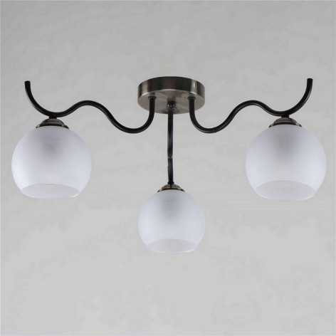 Люстра 3 плафона 58*58*23 см Е27 60Вт 12м2 плафон стекло черный Baizheng