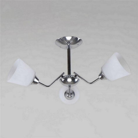 Люстра 3 плафона 63*63*24 см Е27 60Вт 12м2 плафон стекло хром Baizheng