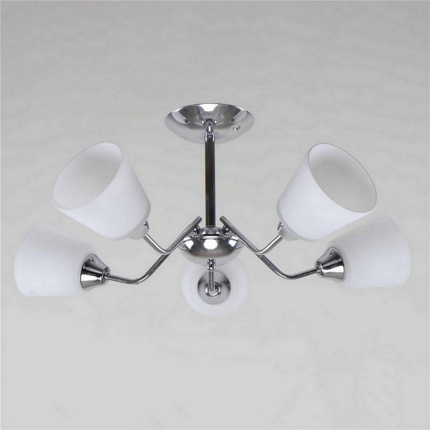 Люстра 5 плафонов 63*63*24 см Е27 60Вт 20м2 плафон стекло хром Baizheng