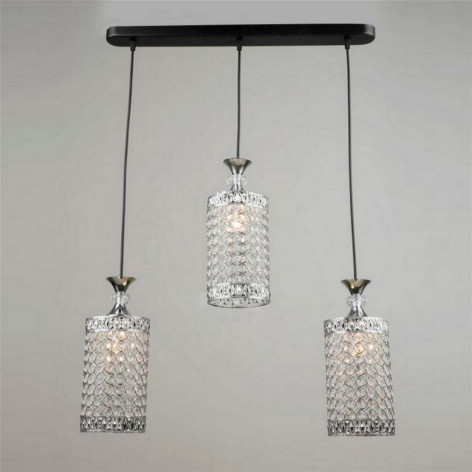 Люстра кухонная 3 плафона 64*12*80 см Е27 60Вт 12м2 плафон стекло черный Baizheng