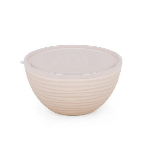 Миска пластиковая 2,5 л с крышкой бежевый Оазис Альтернатива