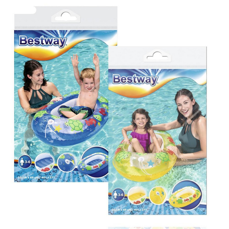 Картинка Лодка для плавания 102х69 см Подводный мир ассорти BestWay