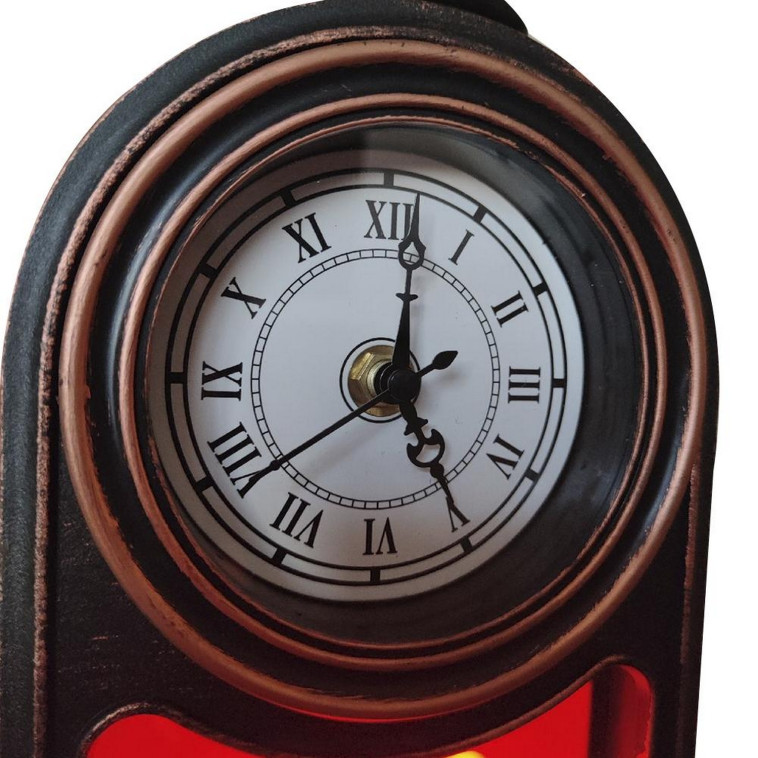 Изображение Камин 15*10*26 см пластик стекло Часы коричневый NP-7024 Baizheng