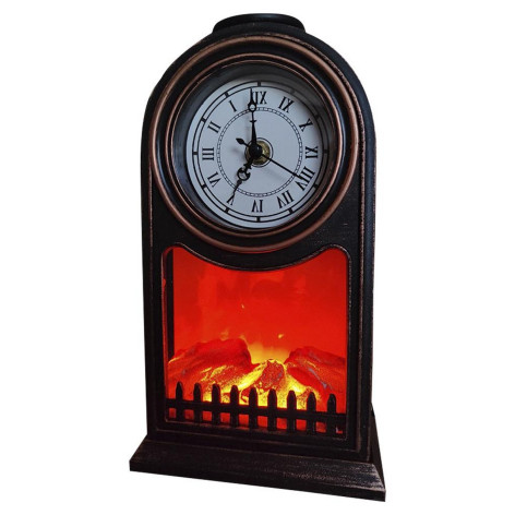 Камин 15*10*26 см пластик стекло Часы коричневый NP-7024 Baizheng