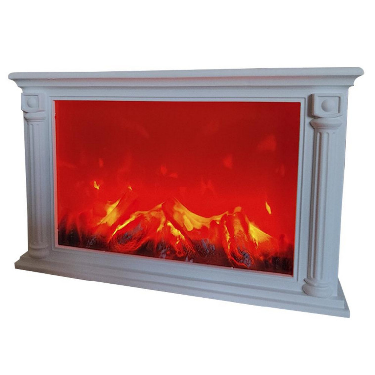 Камин 27*10*27 см пластик стекло белый NP-7022 Baizheng