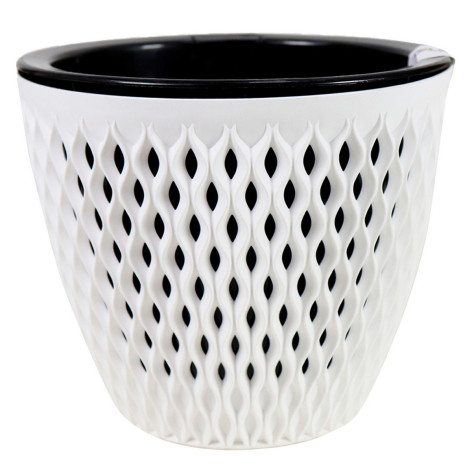Кашпо пластиковое  3 л белый черная вставка Версаль Bmc