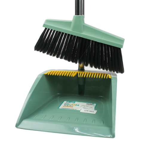 Набор пластиковый для уборки веник + совок 90х36х62 см пласт ручка зеленый Baizheng
