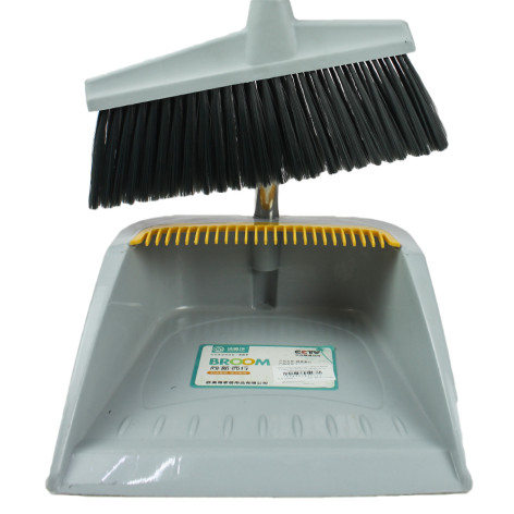 Набор пластиковый для уборки веник + совок 90х36х62 см пластик ручка серый Baizheng