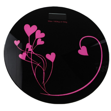 Весы напольные электронные стекло 180 кг круглые дисплей цветные камни на белом Baizheng