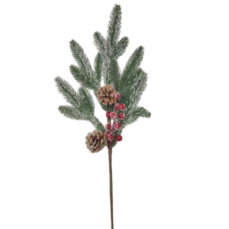 Ветка декоративная 30 см ягоды шишки NP-2659 Baizheng