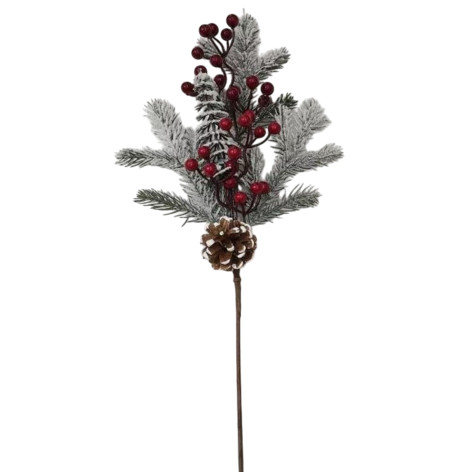 Ветка декоративная 30 см ягоды шишки NP-2661 Baizheng