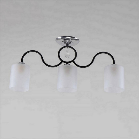 Люстра 3 плафона 58*13*28 см Е27 60Вт 12м2 плафон стекло черный Baizheng