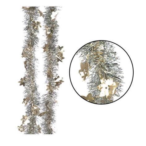 Мишура d-6 см длина 2 м шампань серебро серый Снежинка Волшебная страна