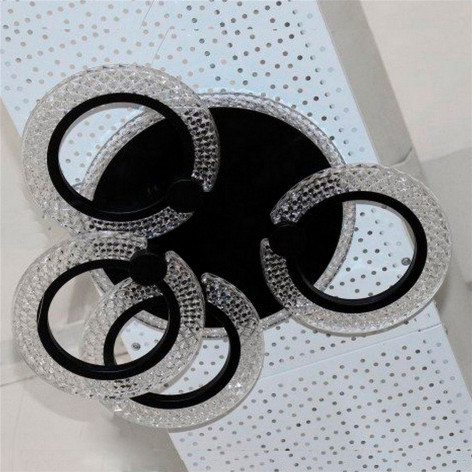 Люстра светодиодная 4 плафона 50*13см 56Вт 2100LM 15м2 3 цвета прилож пульт черный Baizheng