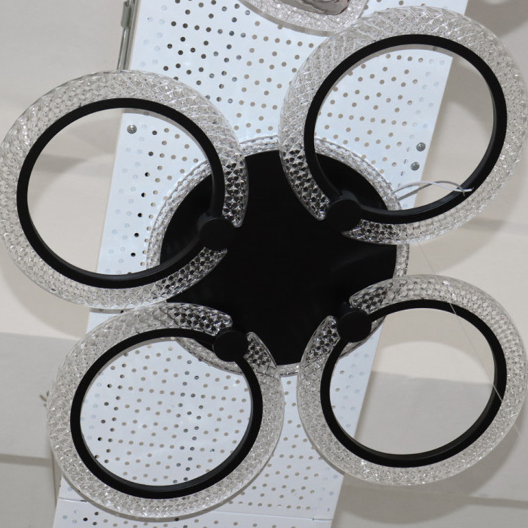 Фото Люстра светодиодная 4 плафона 69*9см 88Вт 3300LM 15м2 3 цвета прилож пульт черный Baizheng