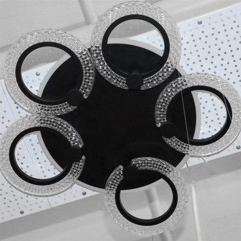 Люстра светодиодная 5 плафонов 59*9см 70Вт 2620LM 15м2 3 цвета прилож пульт черный Baizheng