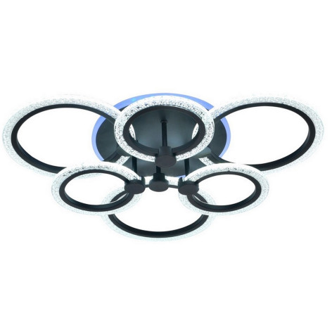 Люстра светодиодная 6 плафонов 53*13см 84Вт 3150LM 20м2 3 цвета прилож пульт черный Baizheng