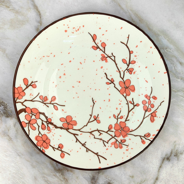 Фото Тарелка фарфоровая обеденная 23 см Sakura Коралл
