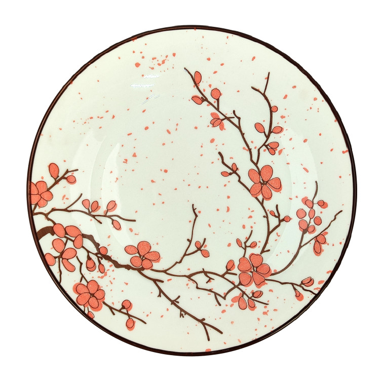 Тарелка фарфоровая обеденная 23 см Sakura Коралл