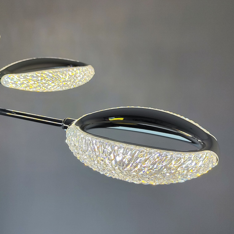 Рисунок Люстра светодиодная 6 плафонов 82*15 см 72Вт 9000LM 30м2 3 цвета пульт хром Baizheng